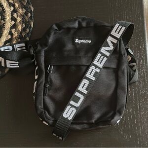 Supreme Black Belt Bag with Logo Strap